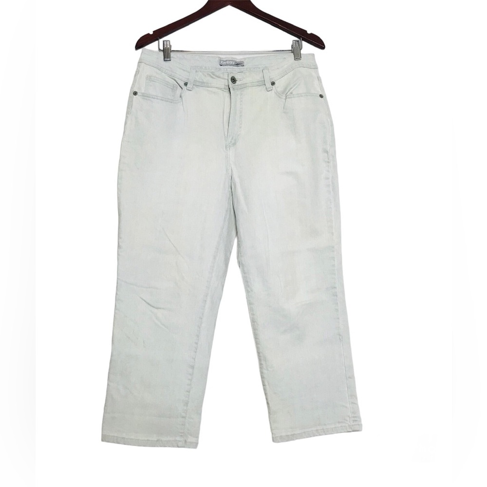 Chico’s Platinum Light Wash Cropped Denim Pants Womens Size L 12 Beach Casual